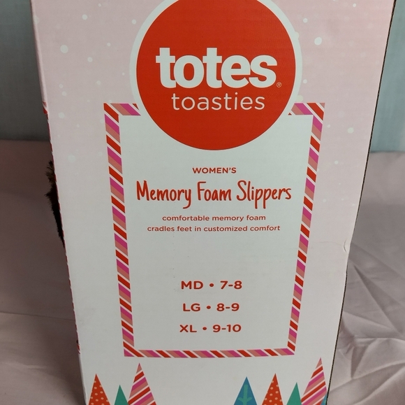 Totes Toasties Women' s Memory Foam Slippers XL ( 9/10) Wine Faux Fur NEW IN BOX - Picture 8 of 10